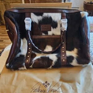 Patricia Nash Brown and White Leather Overnighter.